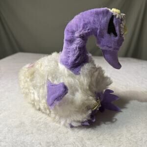 Vtg Commonwealth Toys Musical Wind Up Plush Goose Swan Purple White Works 50s